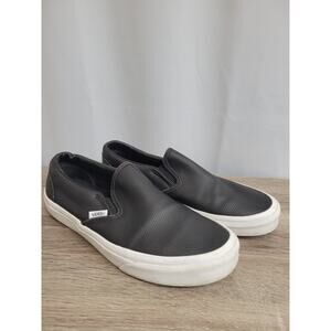 VANS Off The Wall Perf Leather Asher Black Slip On Skate Mens 7 Womens 8.5 Shoes